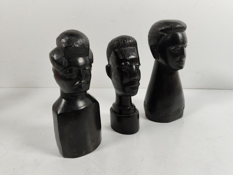 busto escultura objetos deco talla africa madera alt 17-18-19 1u